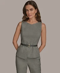 Donna Karan New York Women's Sleeveless Belted V-Neck Top