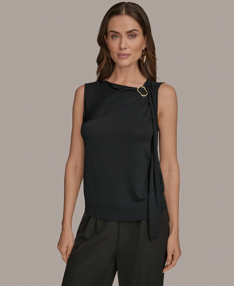 Donna Karan New York Women's Sleeveless Drape-Front Top