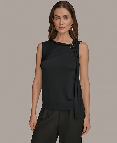 Donna Karan New York Women's Sleeveless Drape-Front Top
