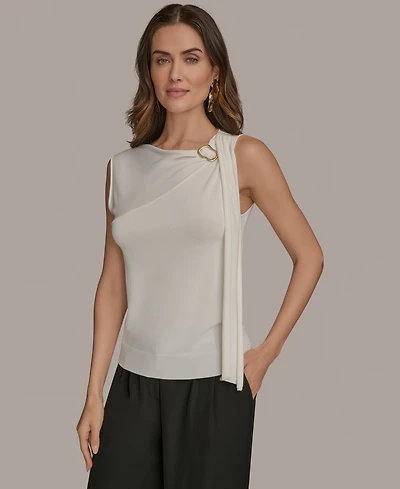 Donna Karan New York Women's Sleeveless Drape-Front Top