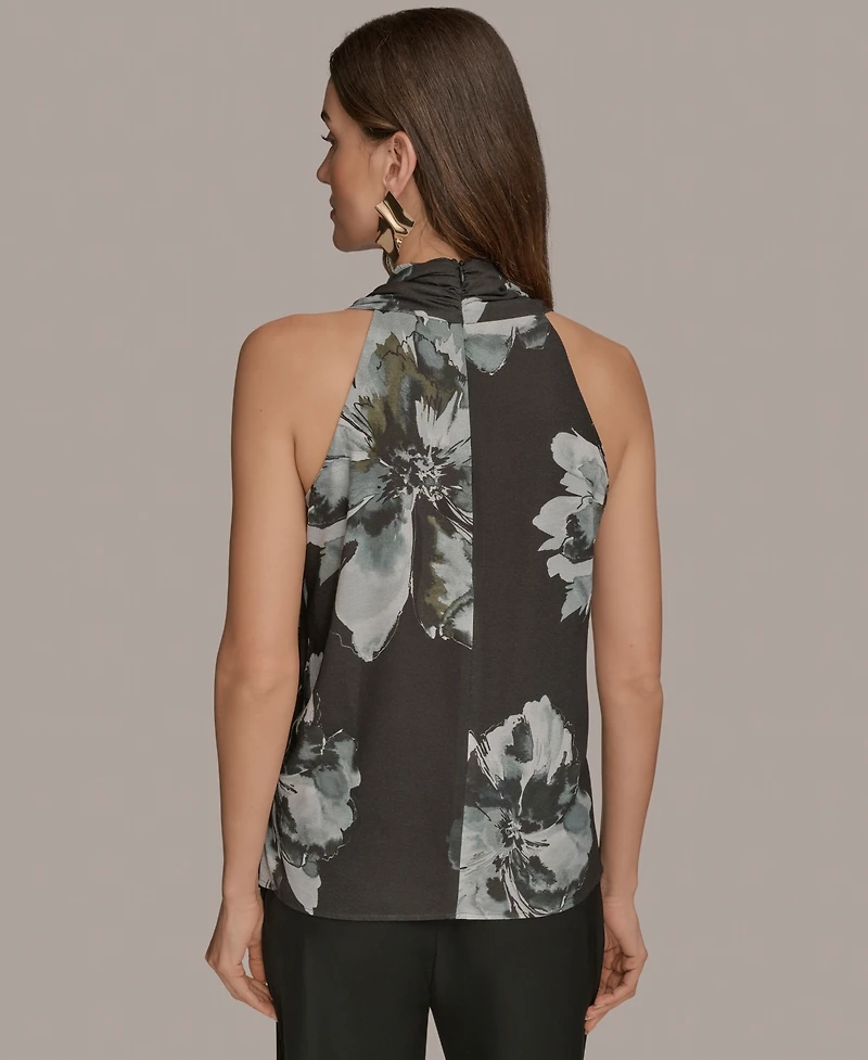 Donna Karan New York Women's Sleeveless Printed Scarf Top