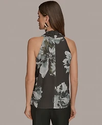 Donna Karan New York Women's Sleeveless Printed Scarf Top