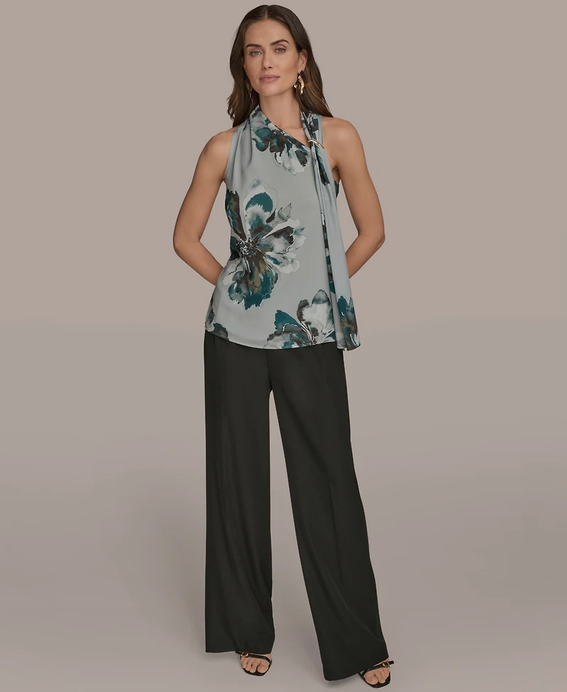 Donna Karan New York Women's Sleeveless Printed Scarf Top