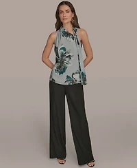 Donna Karan New York Women's Sleeveless Printed Scarf Top