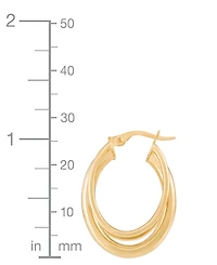 Italian Gold Polished Triple Tube Oval Hoop Earrings in 10k Gold