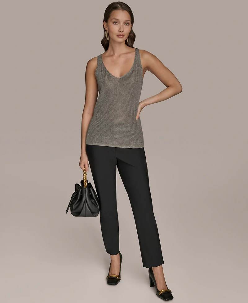 Donna Karan New York Women's Metallic V-Neck Sweater Shell