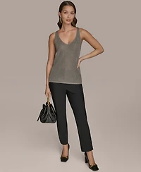Donna Karan New York Women's Metallic V-Neck Sweater Shell