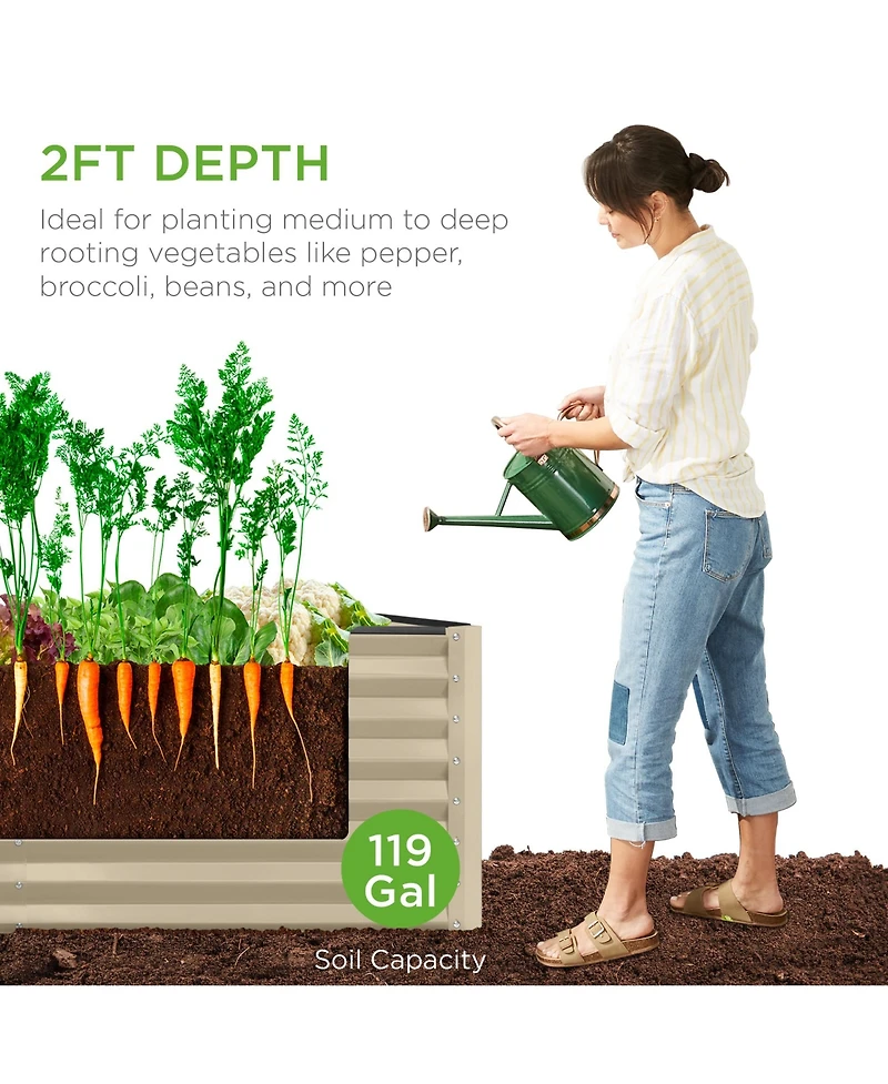 Best Choice Products 4x2x2ft Outdoor Metal Raised Garden Bed, Planter Box for Vegetables, Flowers