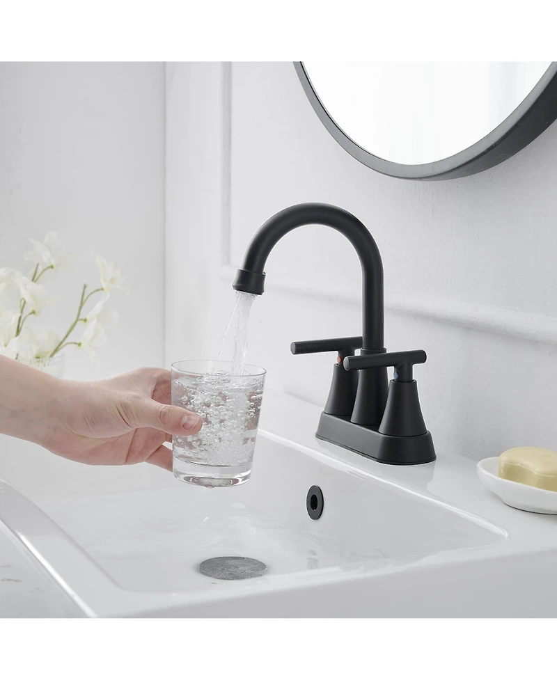 4 in. Centerset 2-Handle High-Arc Bathroom Faucet in Matte Black