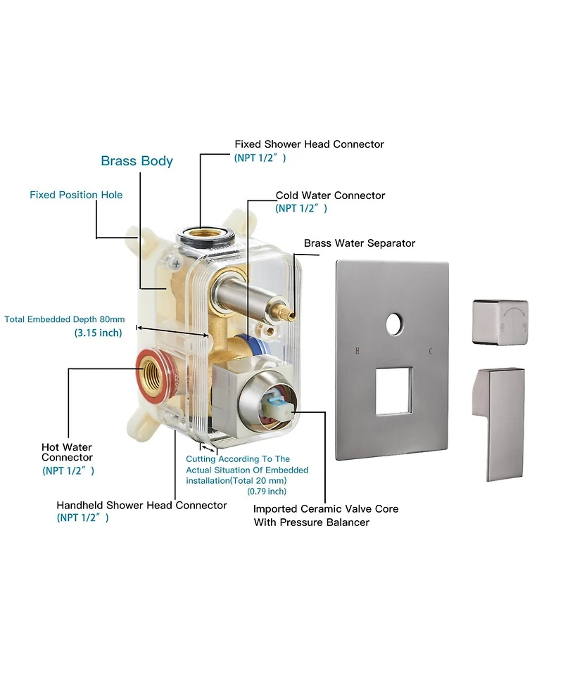 Greenspring 10 Inch Square Bathroom Shower Combo Set Brushed Nickel