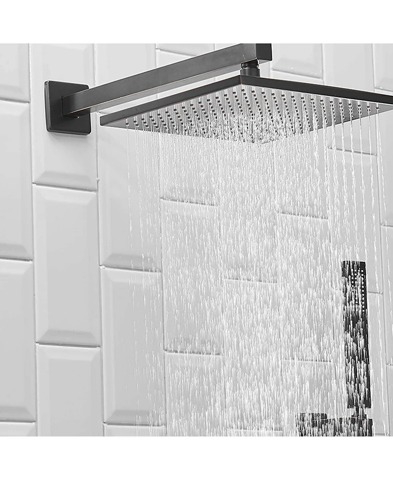 Greenspring Luxurious Single Handle 2-Spray 10 in. Wall Mount Square Shower Head with Hand Faucet Brushed Gold
