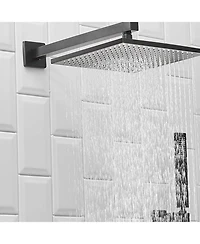 Greenspring Luxurious Single Handle 2-Spray 10 in. Wall Mount Square Shower Head with Hand Faucet Brushed Gold