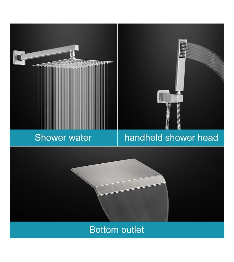 Greenspring 3-Spray Patterns With 2.5 Gpm in. Showerhead Wall Mounted Dual Shower Heads Valve Brushed Nickel