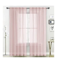 Kate Aurora Hotel Lux 2 Piece Rose Pink Rod Pocket Sheer Curtain Panels