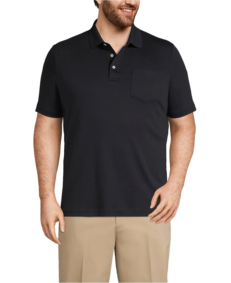 Lands' End Men's Short Sleeve Cotton Supima Polo Shirt with Pocket