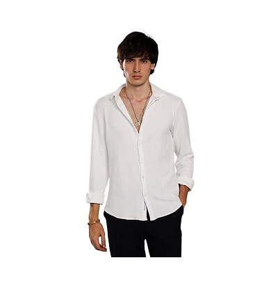 Campus Sutra Men's Chalk White Rope-Textured Shirt
