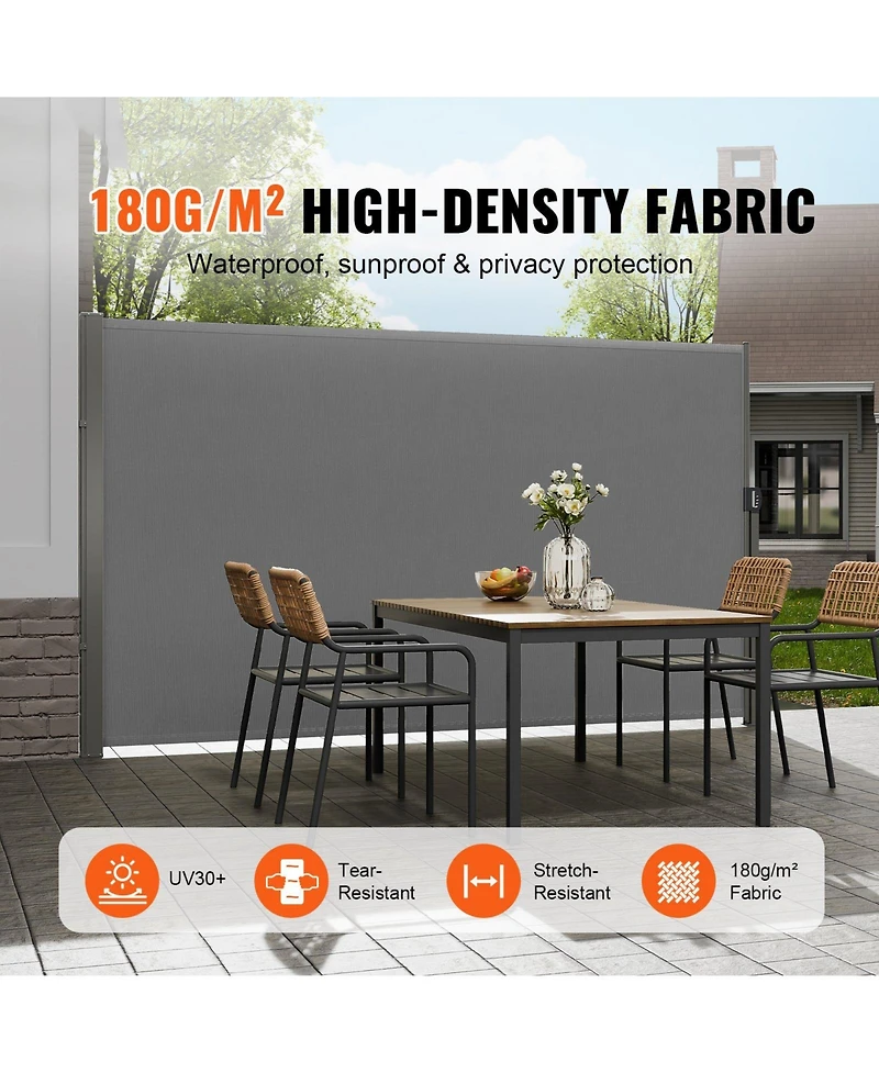 Slickblue Retractable Side Awning Outdoor Privacy Screen Uv Block Waterproof Divider for Patio