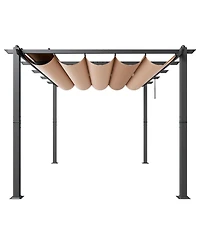 Outdoor Pergola with Adjustable Canopy Retractable Shade and Aluminum Frame