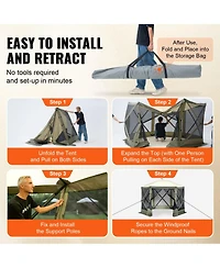 Quick Set Pop Up Screen Tent 6 Sided Canopy with Privacy Cloths and Mesh Windows