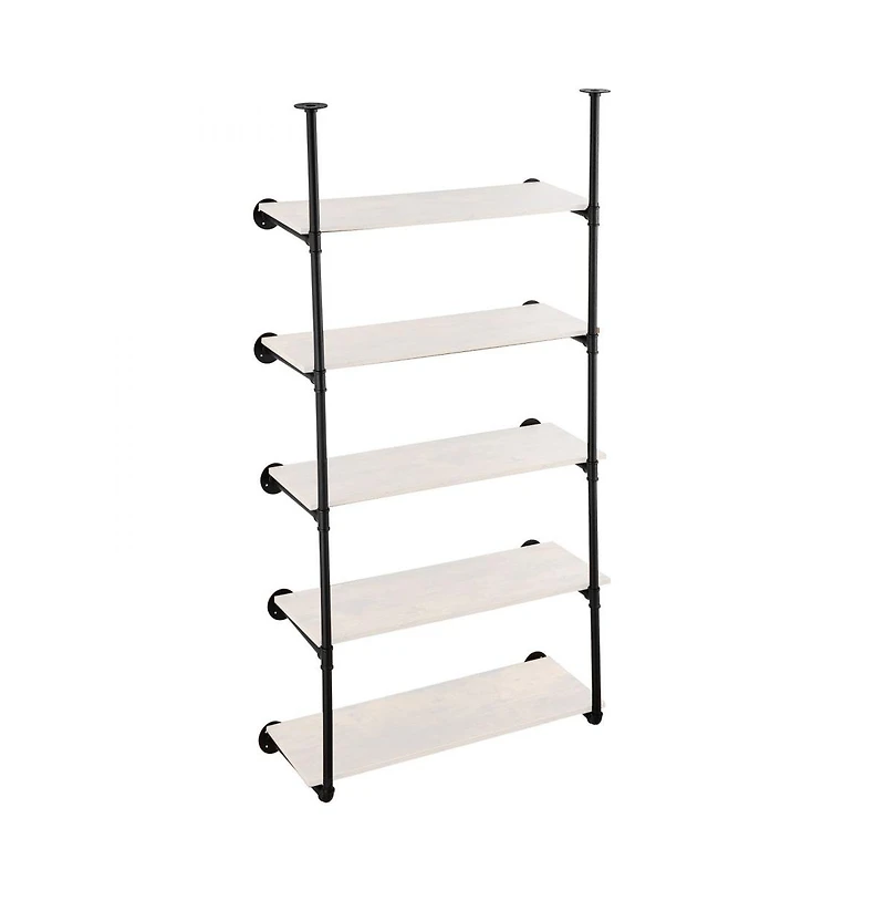2PCS 5-Tier Industrial Pipe Shelf Frame, Wall Mount, No Planks Included