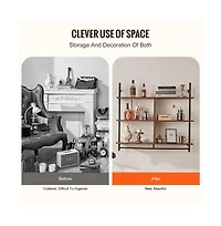Slickblue Industrial Pipe Shelf 3 Tier Wall-Mount for Kitchen Bedroom