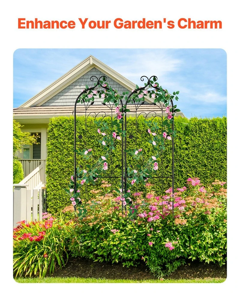 Slickblue 2 Pieces Rustproof Metal Garden Trellis for Strong Climbing Plant Support