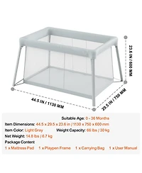 Baby Travel Crib Play Yard Folding Baby Toddler Playpen with Zipper Gate