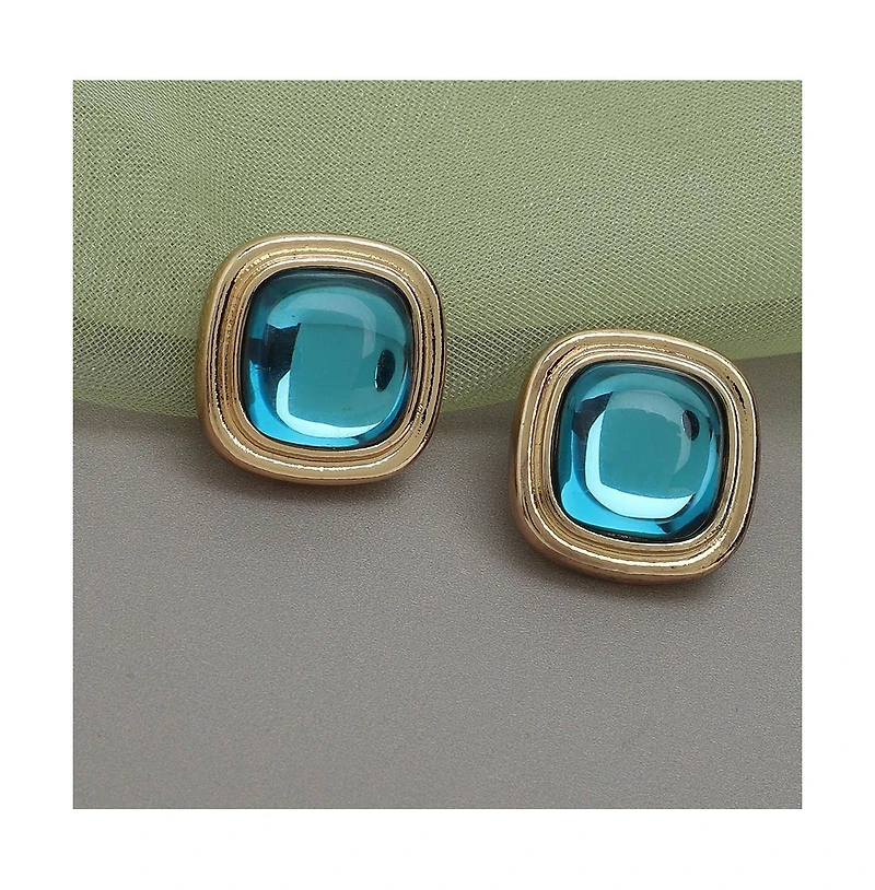 Sohi Geometric-Stone Stud Earrings