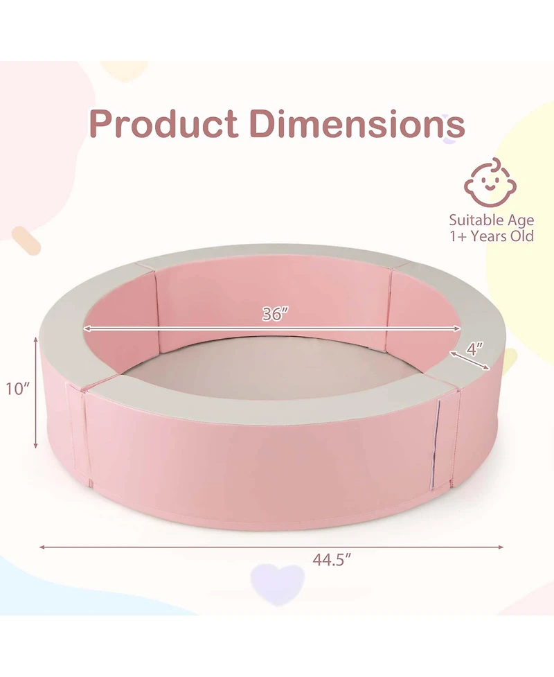 44.5" x 10" Baby Ball Pit Detachable Foam Ball Pit with 50 Colorful Ocean Balls