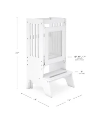 Guidecraft Jr. Contemporary Kitchen Helper Step-Up | Natural: Adjustable Wooden Montessori Toddler Tower, Kitchen and Bathroom Step Stool for Kids