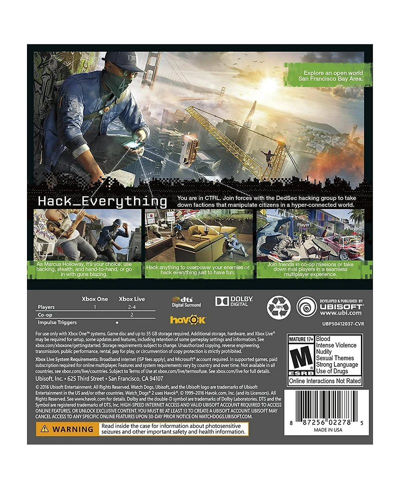Ubisoft Watch Dogs 2 for Xbox One