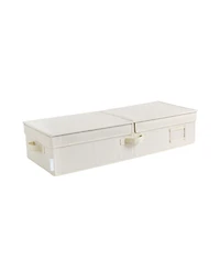 WeThinkStorage Folding Fabric Under Bed Organizer w/Double Open Lid - Clay