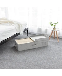 WeThinkStorage Folding Fabric Under Bed Organizer w/Double Open Lid - Clay