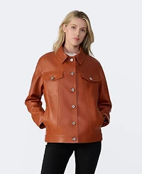 Furniq Uk Women's Leather Shirt Jacket