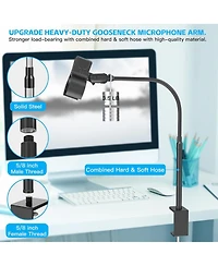 ZealSound 19-inch Microphone Stand, Flexible Gooseneck Clip Holder for Mics with 1.03"–2.59" Outer Diameter, 3/8"–5/8" Adapter, for Blue Yeti