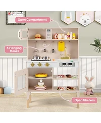 Play Kitchen Height Adjustable with Microwave and Lights and Sounds For Kids