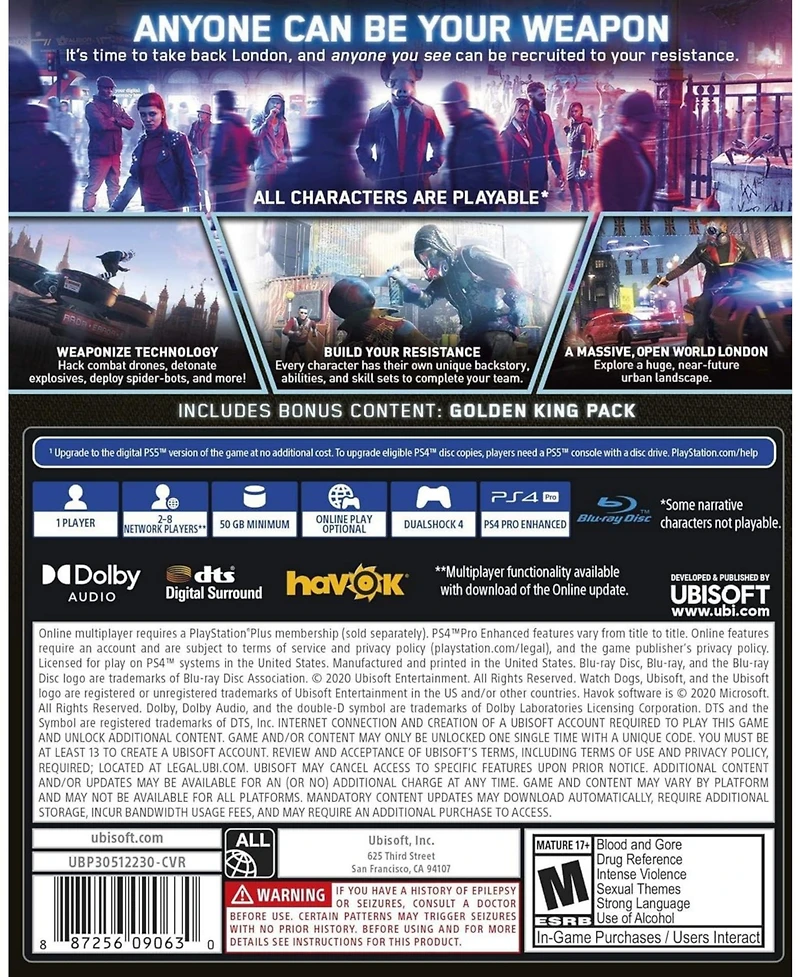 Ubisoft Watch Dogs Legion for PlayStation 4 Limited Edition