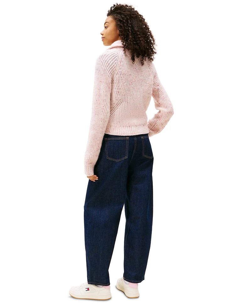 Tommy Jeans Women's Textured Quarter-Zip Long-Sleeve Sweater