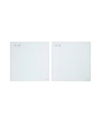 ECR4Kids MessageStor Magnetic Dry-Erase Glass Board with Magnets, 17.5in x 17.5in, White, 2-Pack