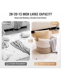 Slickblue Cotton Rope Storage Basket Woven Organizer Bin for Blankets Towels or Pillows