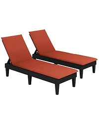 Gymax 2PCS Patio Lounge Chair Recliner Chair w/ 3-Position Adjustable Backrest & Cushion