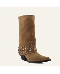 Arianna Old Gold Leather Cowgirl Boots - Stylish Western Footwear & Comfort By Buck Brana