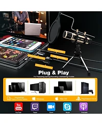 ZealSound k08g Usb Recording Microphone Gold and H1 Gooseneck Mic Arm Stand