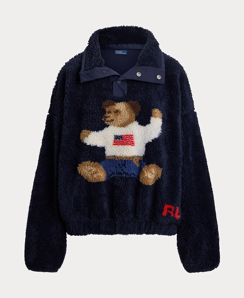 Polo Ralph Lauren Women's Bear High-Pile Fleece Mockneck Sweater