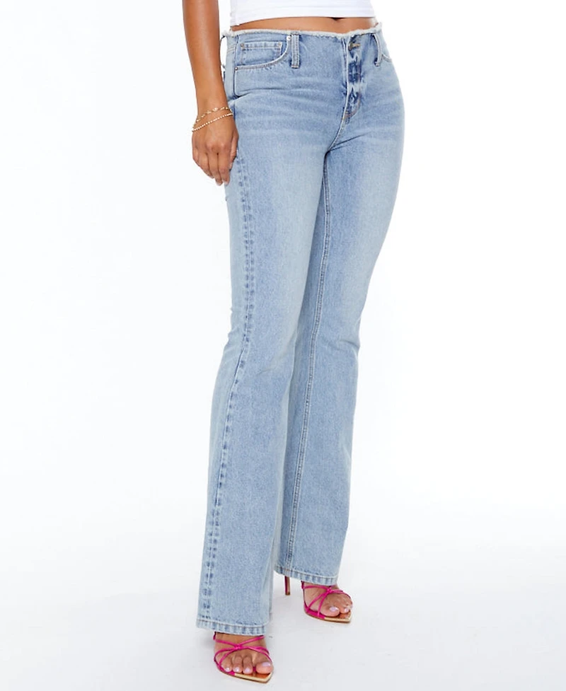 Blue revival Women's Y2K Cutoff Waist Bootcut Jeans