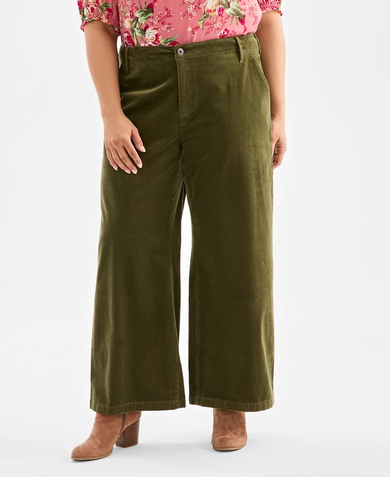 Style & Co Plus Wide-Leg Corduroy Pants, Macy's Exclusive