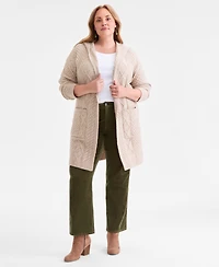Style & Co Plus Size Chunky Open-Front Cable-Knit Cardigan, Macy's Exclusive