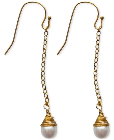 Minu Jewels Chain & Freshwater Pearl Linear Drop Earrings