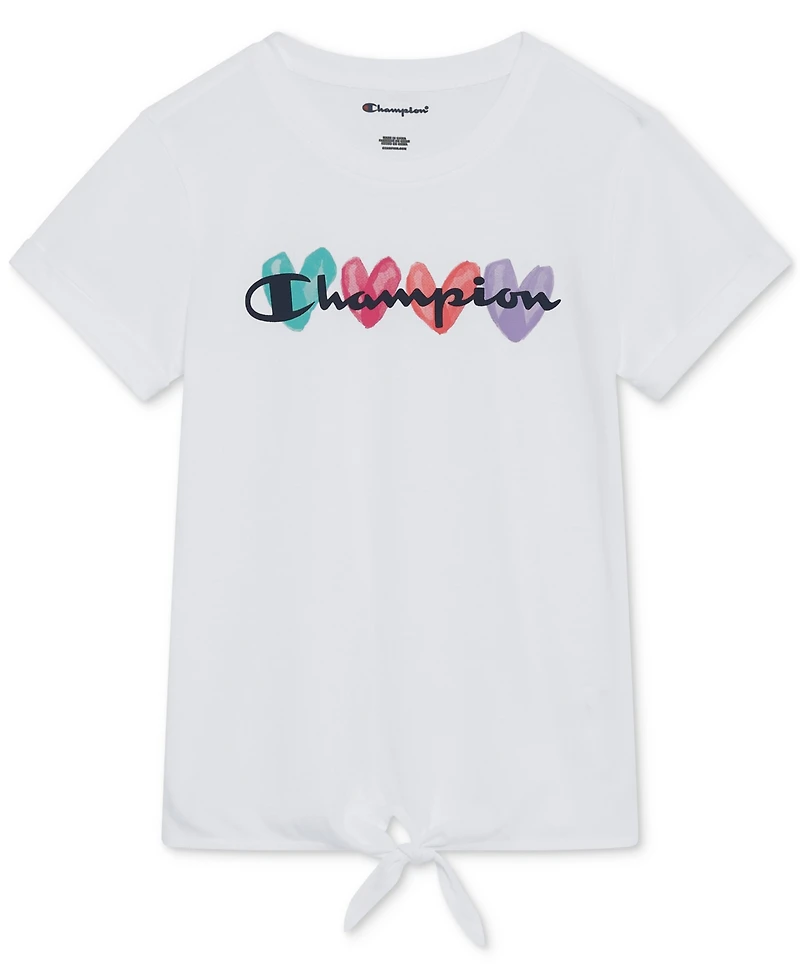 Champion Big Girls Logo Graphic Tie-Front T-Shirt