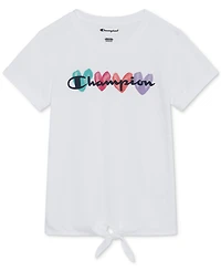 Champion Big Girls Logo Graphic Tie-Front T-Shirt